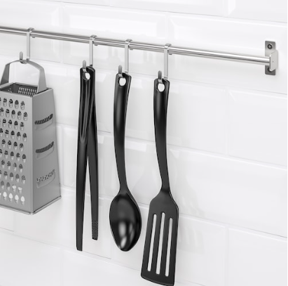 IKEA Stainless Steel Rail with Hooks, 56 cm