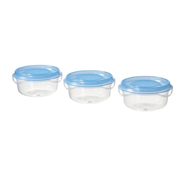 IKEA Food container, transparent/blue, 70 ml/ Pack of 3