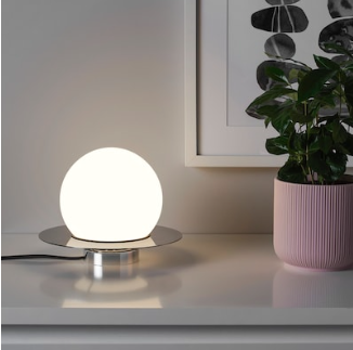 IKEA Table/ Wall Lamp, Chrome-plated/ Opal White, Glass, 16 cm