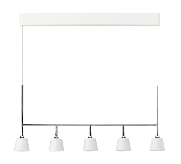 IKEA LED Pendant Lamp with 5 lamps, Nickel-plated/ Opal white glass