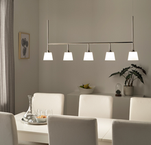 Load image into Gallery viewer, IKEA LED Pendant Lamp with 5 lamps, Nickel-plated/ Opal white glass
