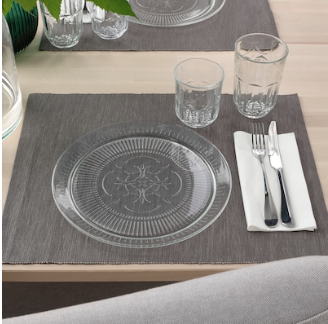 IKEA Plate, Clear Glass/ Patterned, 26 cm, Pack of 4