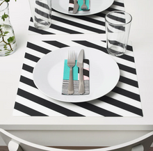 Load image into Gallery viewer, IKEA Placemat, Striped, Black/White, 37x37 cm
